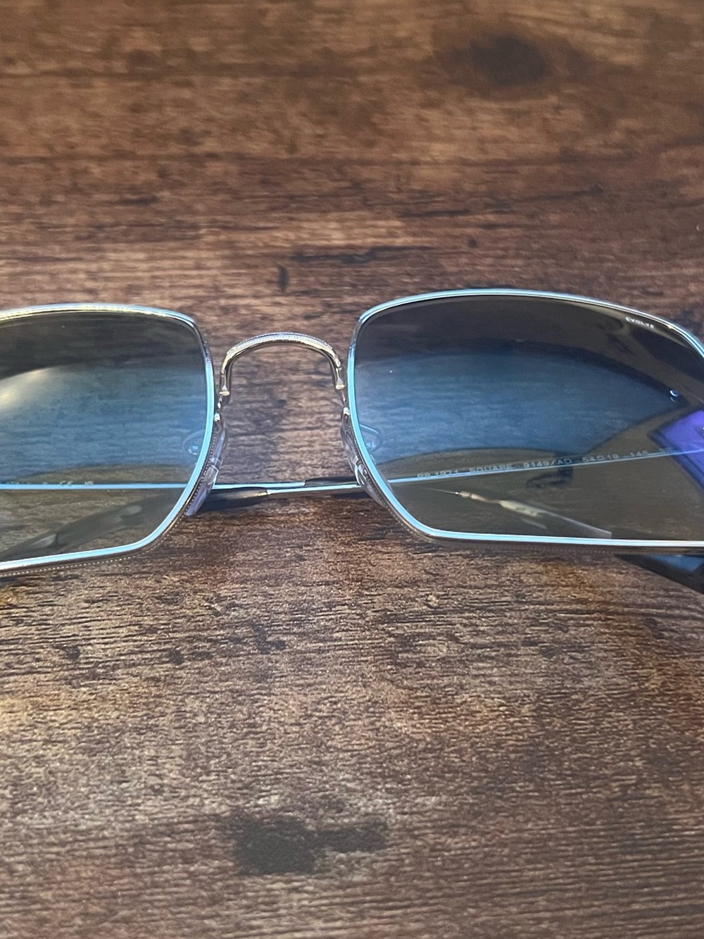 Men's Ray-Ban Square Square Sunglasses - Silver/Blue Gradient